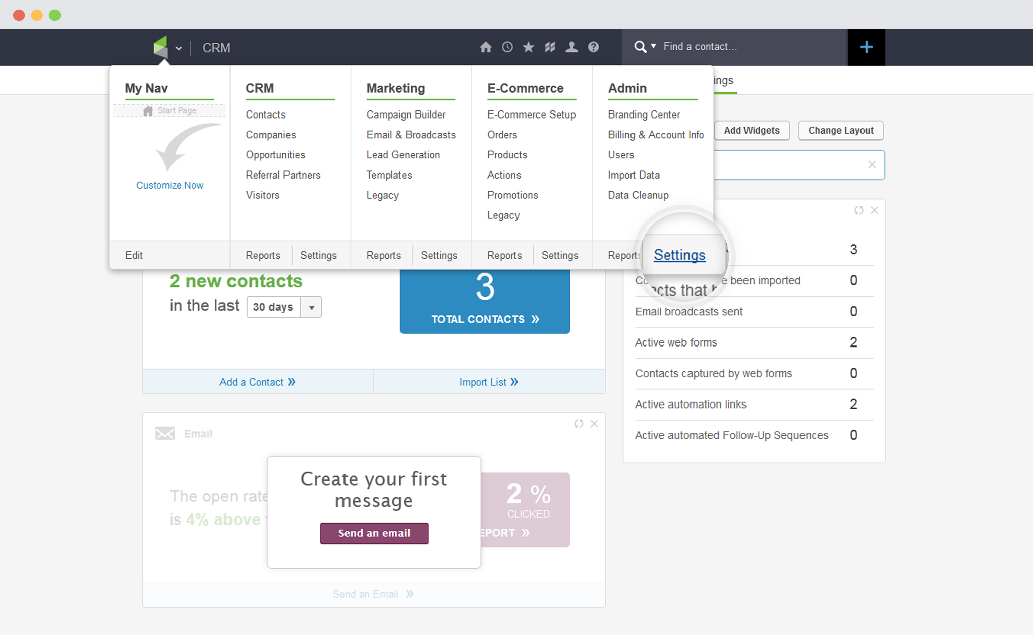 Admin Settings in Infusionsoft