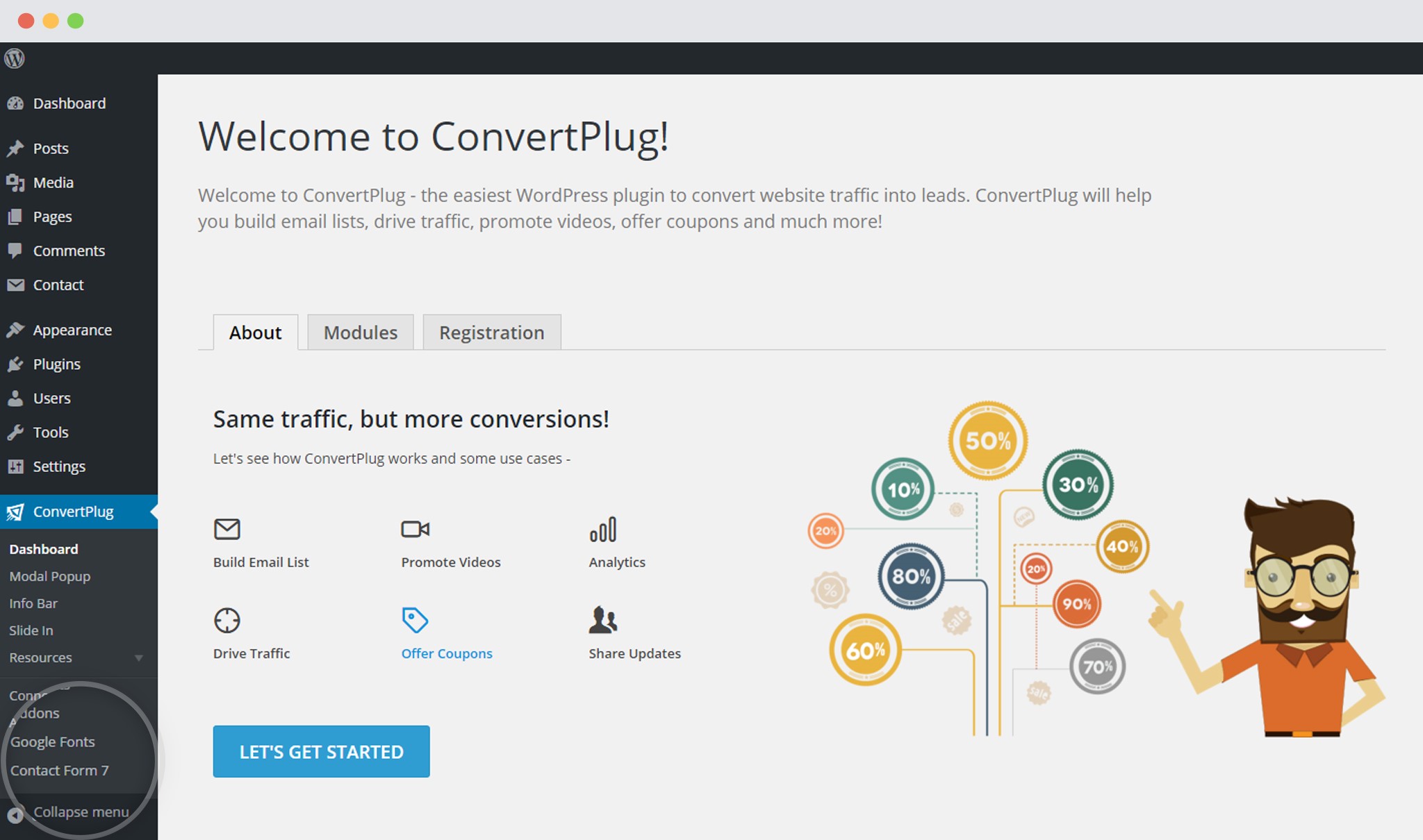 Dashboard of ConvertPlug