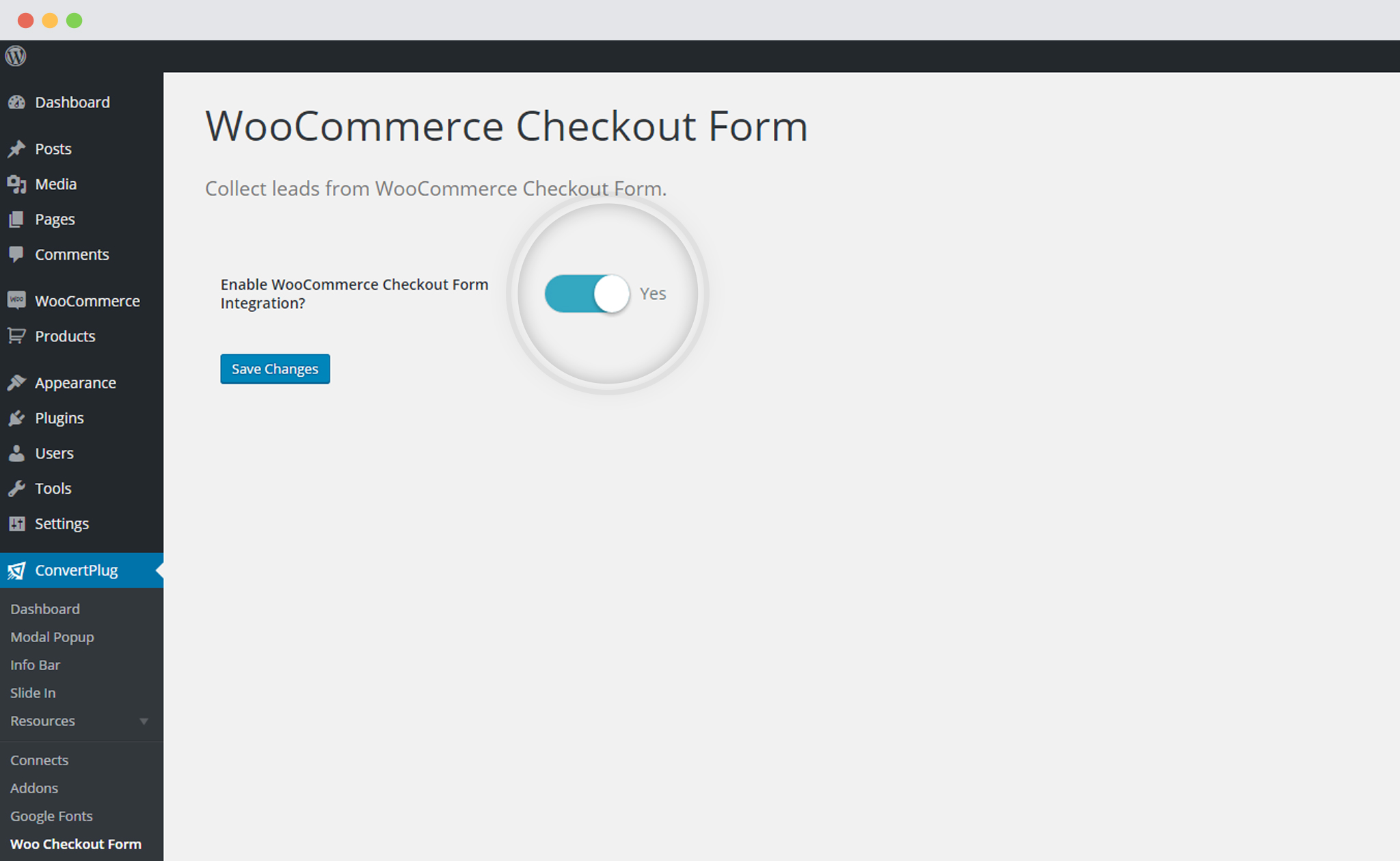 Enable WooCommerce integration with ConvertPlug