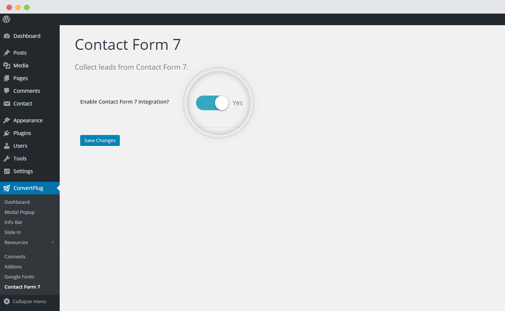 Enable integration of ConvertPlug with Contact Form 7