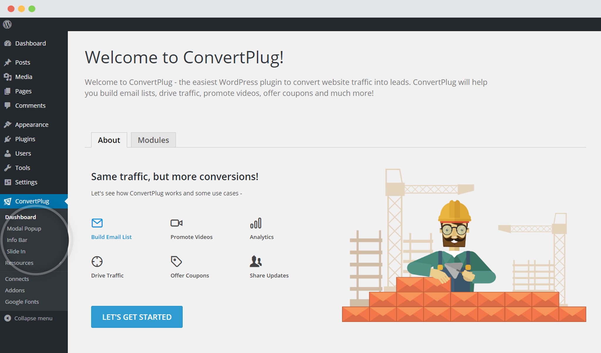 Select a module in ConvertPlug