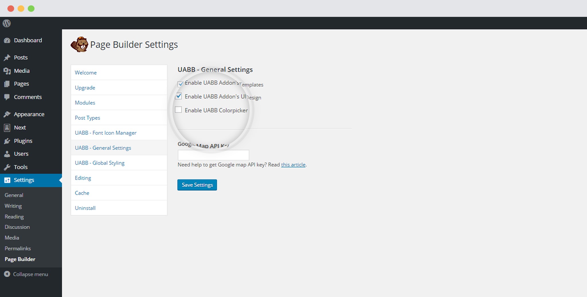 Enable or disable UABB colo-picker