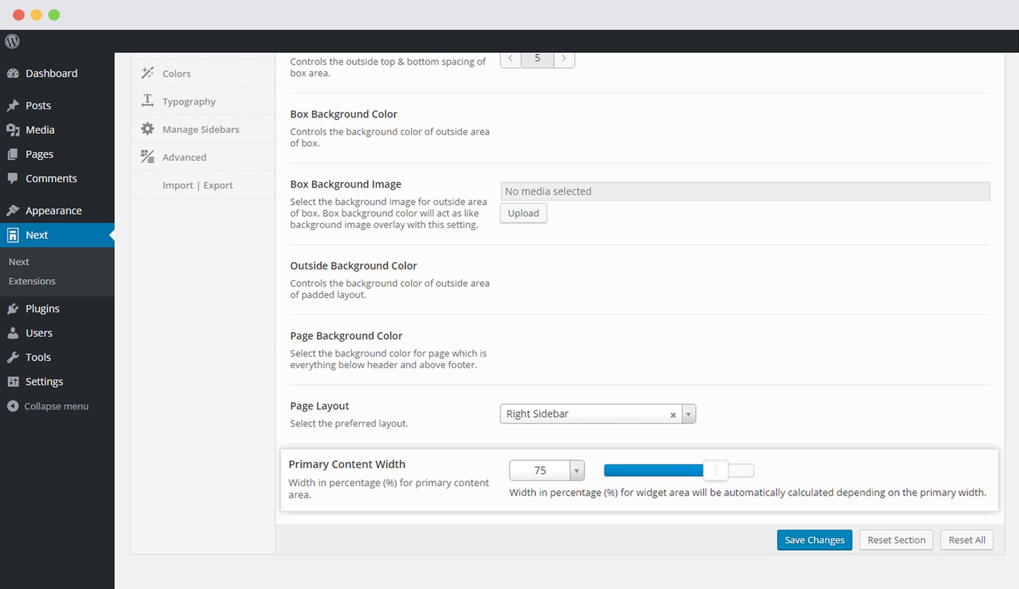 Set Primary Content width