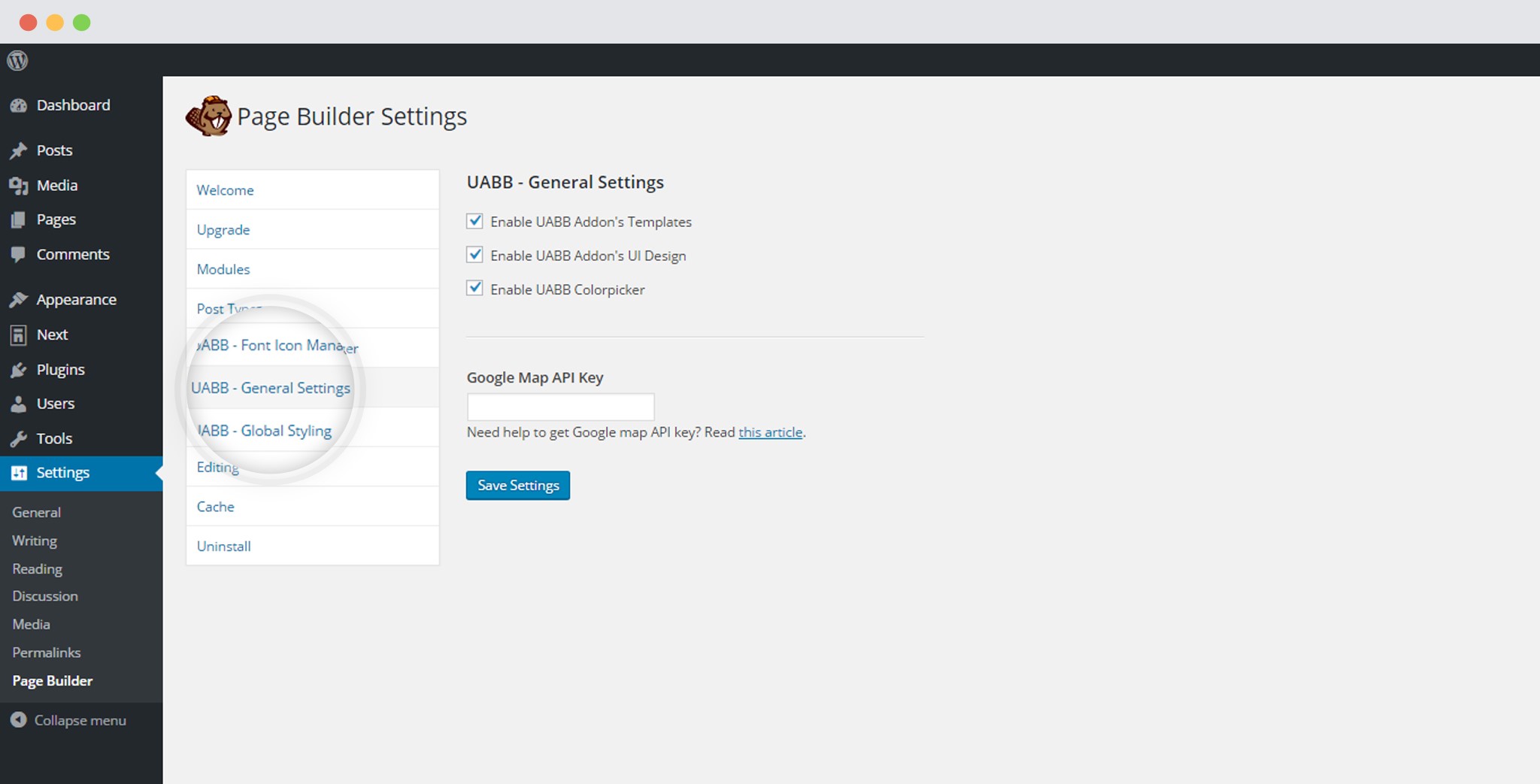 UABB General Settings