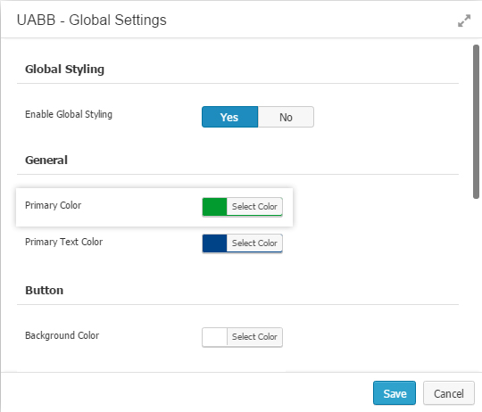 Set Primary color in Global settings